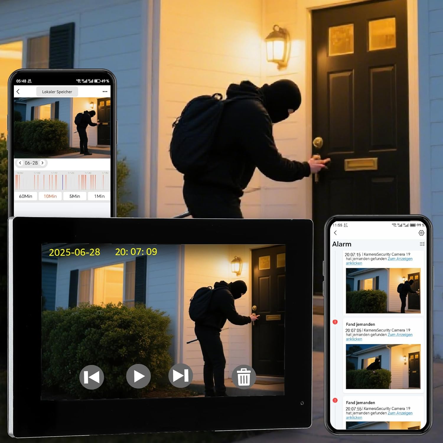 Video Door intercom 2-Wired, doorbell withCamera, Full HD Camera, Door intercomSupports Password, 7" WiFi Monitor andTuya APP, 2-Way Audio, Unlock for HomSecurity System