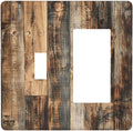 Outlet Covers Rustic Brown Wood Pattern Splice Plank 1 Toggle 1 Rocker Combination Decorative Wall Plate Electrical Switch Plates Light Switch Cover Plate For Farmhouse Cabin Decor