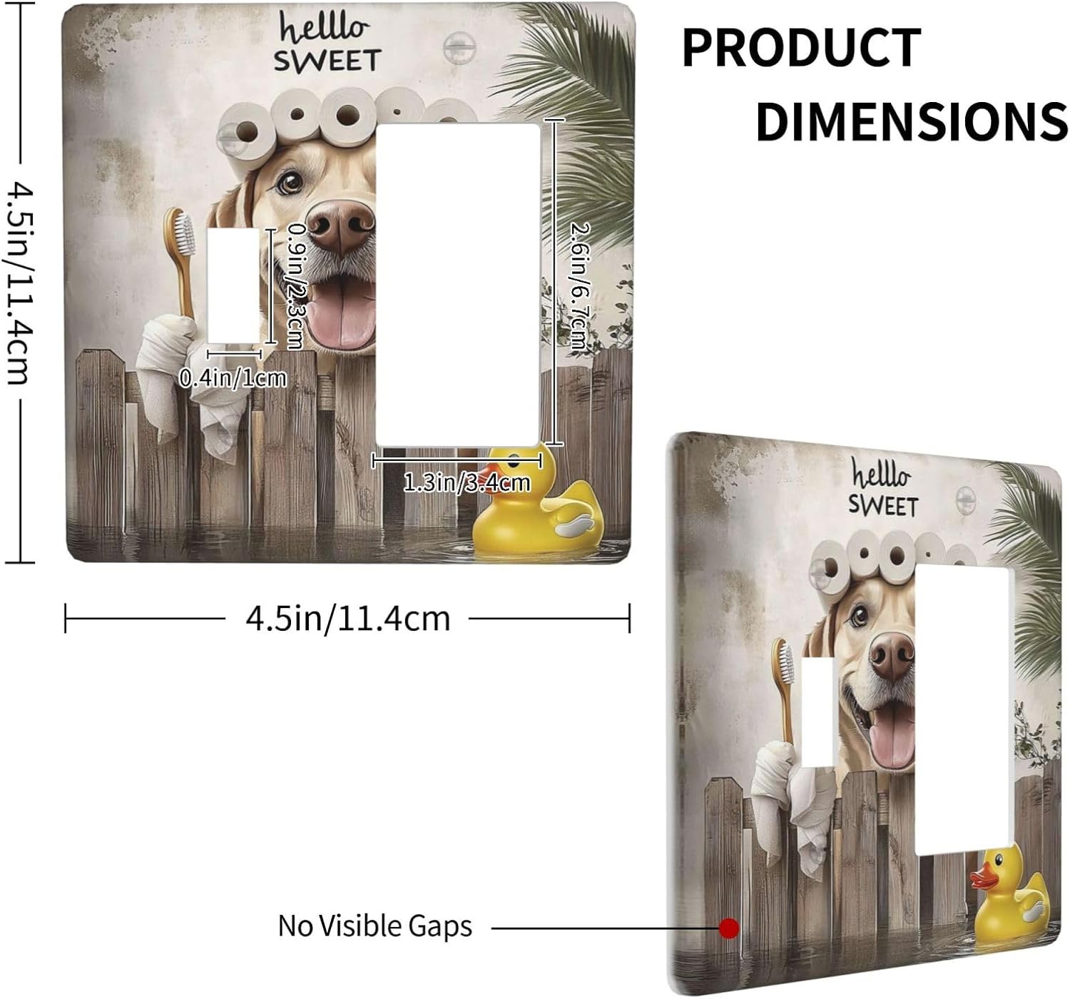 Funny Dog Rustic Farmhouse Wooden Fence Labrador Outlet Covers 1 Toggle 1 Rocker Combination Decorative Wall Plate Electrical Switch Plates Light Switch Cover Plate For Kids Room Bathroom Decor