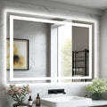 44"x36" LED Light Mirror for Bathroom (Front and Backlit), Anti-Fog Bathroom Vanity Mirror, Stepless Dimmable Lighted Mirror, Tempered Glass, Memory (Horizontal/Vertical)