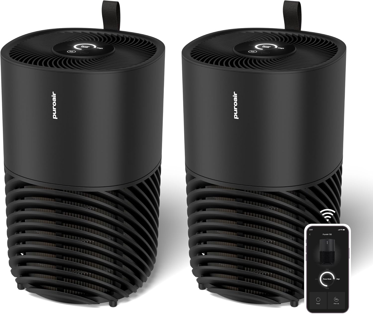 PuroAir 130i HEPA Air Purifiers for Home Pets - Covers Up To 600 Sq Ft - Filters Up To 99.9% of Pollutants, Smoke, Pollen, Dust - Quiet HEPA Air Filter - Air Purifiers for Bedroom (2 Pack)