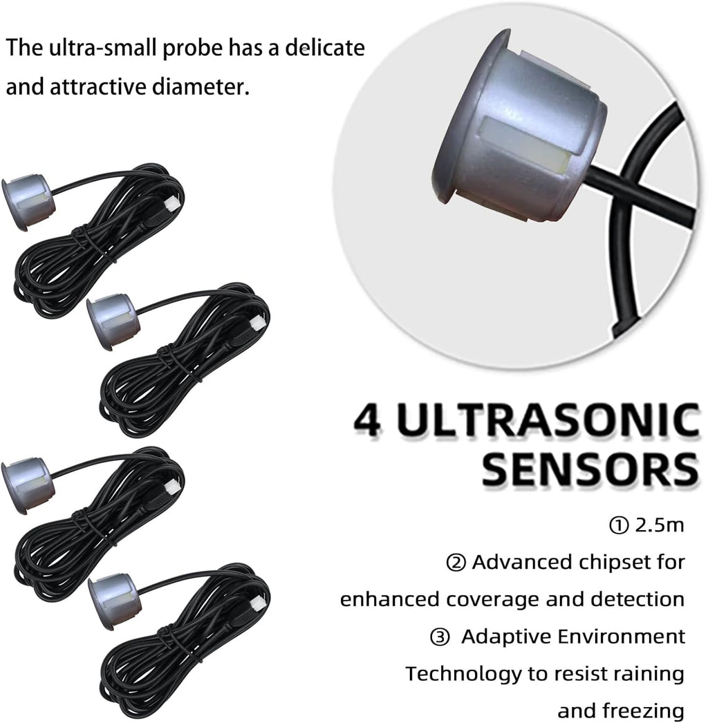 LCD Parking Sensor Kit - Displays Data on Original Screen, Easy Rear Installation, Compatible with CVBS Cameras (Not for AHD), 18 Probe Colors to Match Any Vehicle