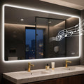 STARLEAD 59"x36" LED-Bathroom-Mirror-with-Lights, Wall-Mounted with Bluetooth Speaker, Anti-Fog, 3 Color Temperature, Dimmable Brightness, Waterproof, Tempered Glass, Frontlit & Backlit
