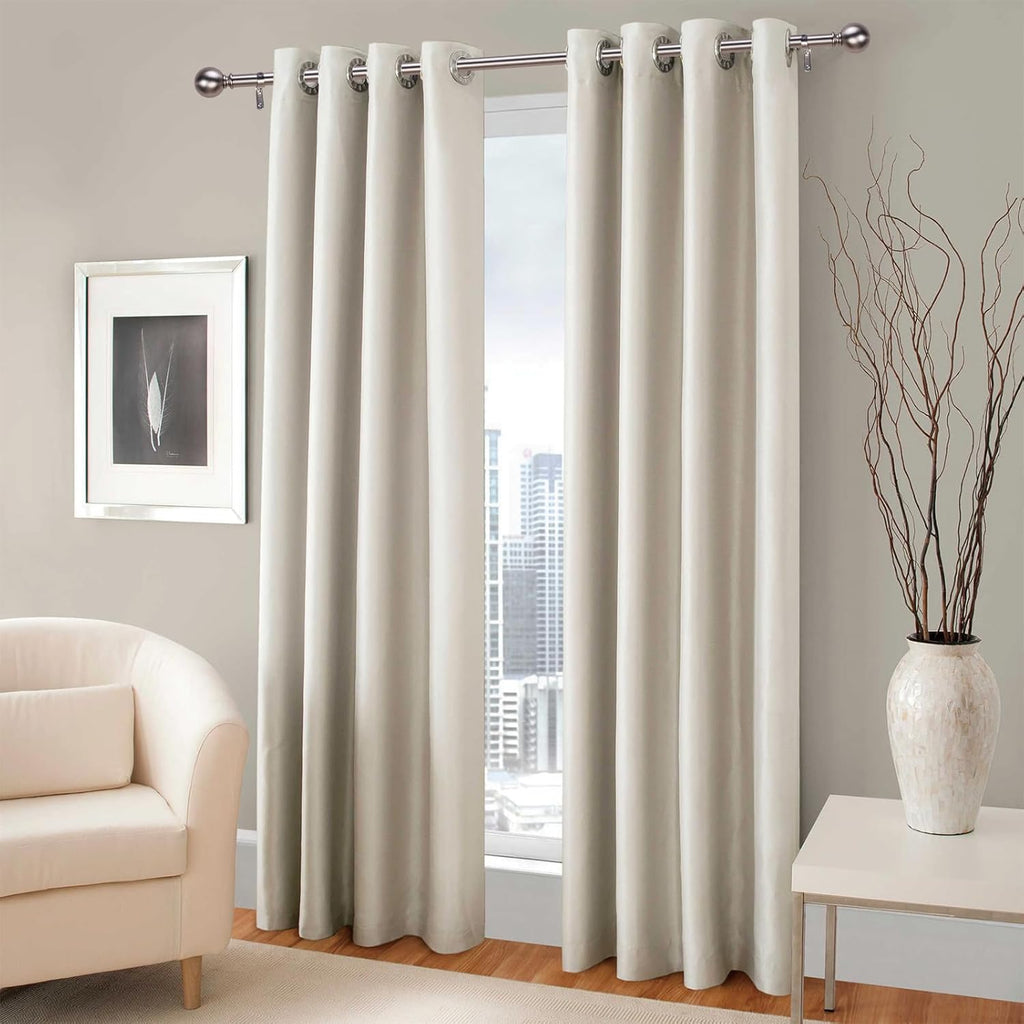 Curtain Rods for Windows 18 to 145 inches, 1 Inch Modern Metal Drapery Rods, Adjustable Heavy Duty Curtain Pole with Round Finials(18"-145"Satin Nickel)