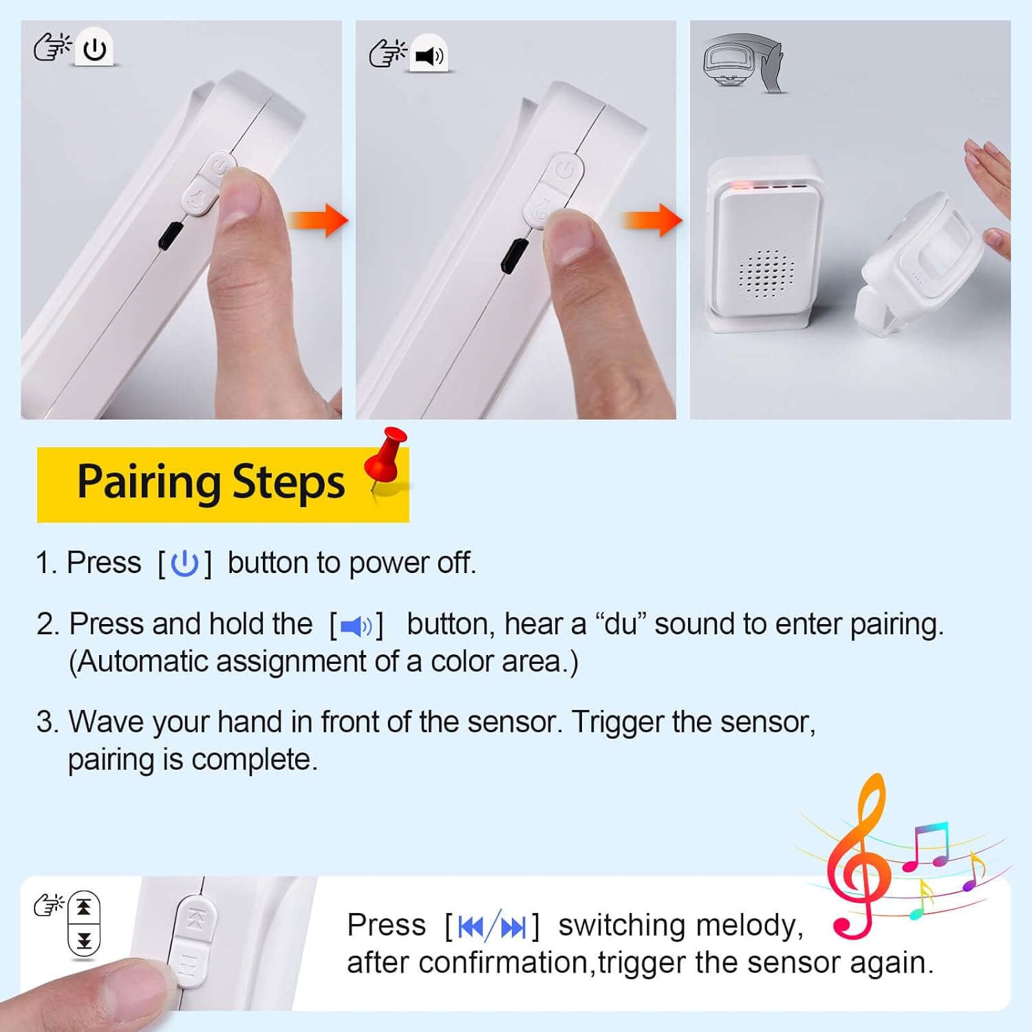 Motion Sensor Alarm Motion Detector Alarm Doorbell Indoor Alarms Business Door Entry Chime Multifunctional Door Alarms with LED Indicator & Vibration Wireless Detector (2 Sensor + 1 Receiver)