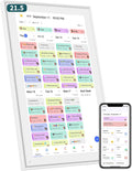 21.5 Inch Smart Digital Calendar – Electronic Chore Chart & Planner with 1920x1080P IPS Touchscreen, Weekly/Monthly Family Organizer for Wall or Desk, White 2025 New Version