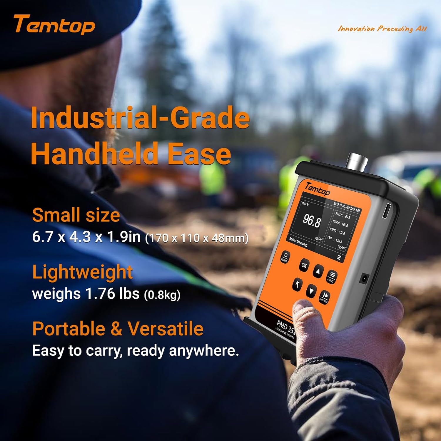 Temtop Particle Counter Aerosol Dust Monitor Professional Cleanroom Tester Laser Air Detector AQI Data Logger PM1.0 PM2.5 PM4.0 PM10 TSP PMD 351