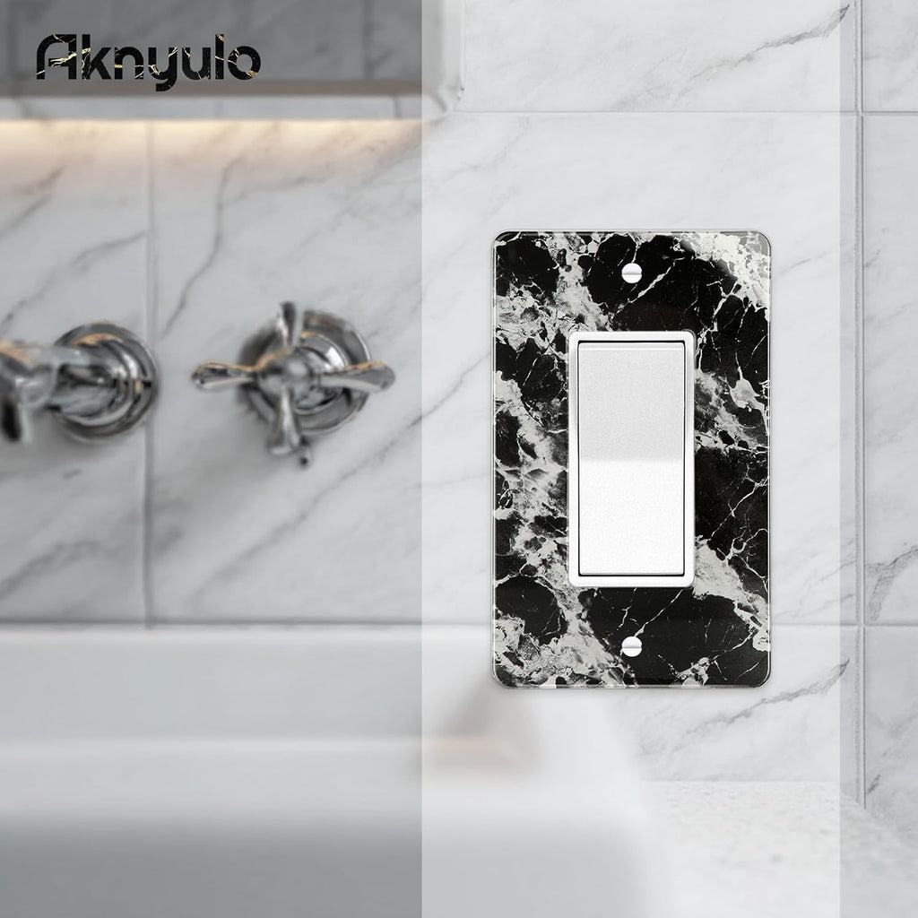 Black White Marble Pattern Acrylic Switch Plates And Outlet Covers Wall Plates Light Switch Cover Plate Acrylic Decorative Outlet Switch Cover Wall Plate Outlet Cover
