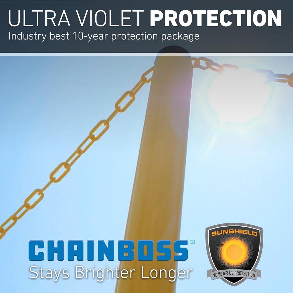 US Weight (Made in USA) 2" x 100' Blue Plastic Safety Chain ft. SunShield UV Resistant Technology