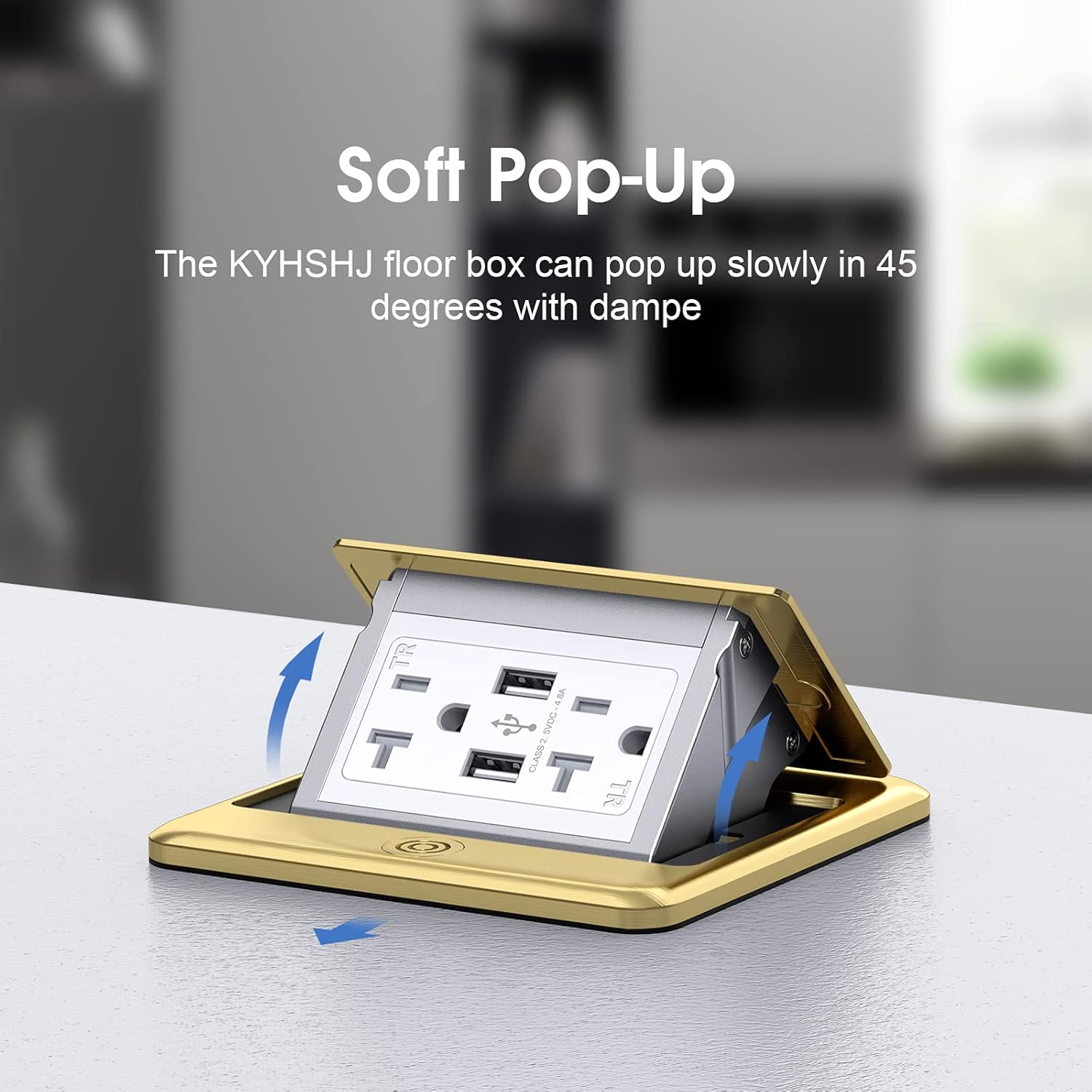 KYHSHJ Professional Pop-up Floor Power Outlet Box with USB 5V/4.8A Socket, 20 Amps Interference-Resistant Socket, Corrosion-Resistant Hardware, ETL Certified, Brass