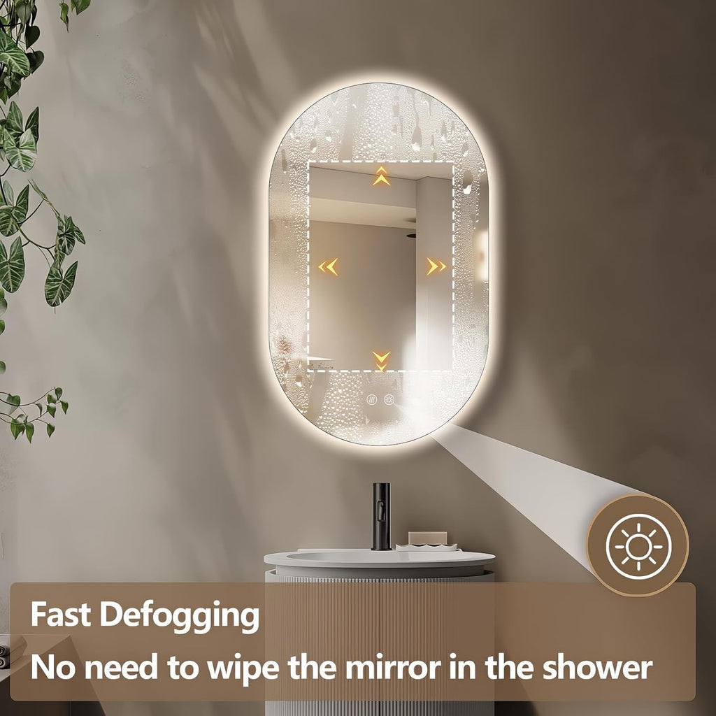32" x 20" Oval LED Mirror for Bathroom, Backlit Vanity Mirror with Lights, Frameless Smart Wall Mirror, 3 Colors Stepless Dimmable, Anti-Fog, Shatterproof, Memory, CRI95+(Horizontal/Vertical)