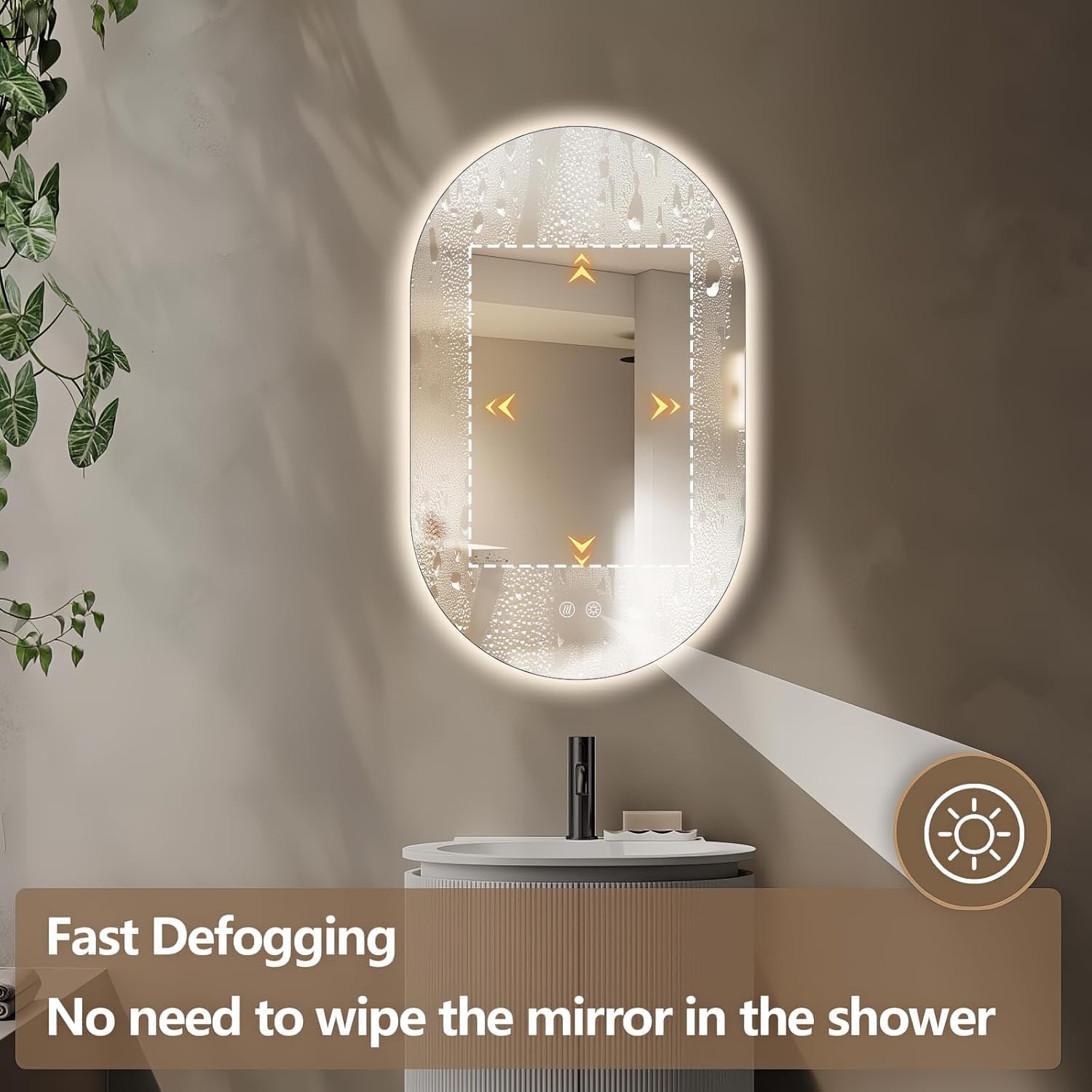 32" x 20" Oval LED Mirror for Bathroom, Backlit Vanity Mirror with Lights, Frameless Smart Wall Mirror, 3 Colors Stepless Dimmable, Anti-Fog, Shatterproof, Memory, CRI95+(Horizontal/Vertical)