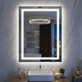 Antok 24X32 LED Bathroom Mirror with Lights, Vanity Mirror for Wall with Black Frame, Touch Control, Anti-Fog, Dimmable Lights, Shatter-Proof, Memory Function, Wall-Mounted Vanity Mirrors