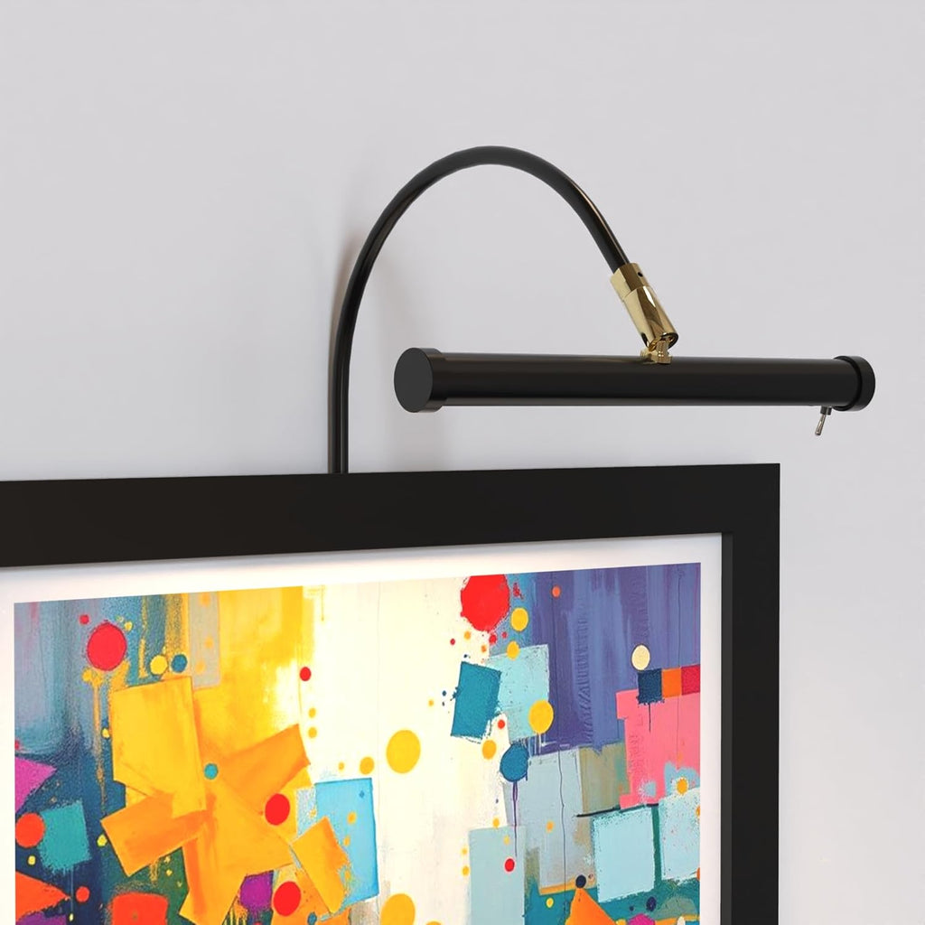 Cocoweb 9 Inch Tru-Slim Black Picture Light - LED, 2700K, Adjustable Arm, Plug-in, Toggle Switch, Sleek and Compact Design