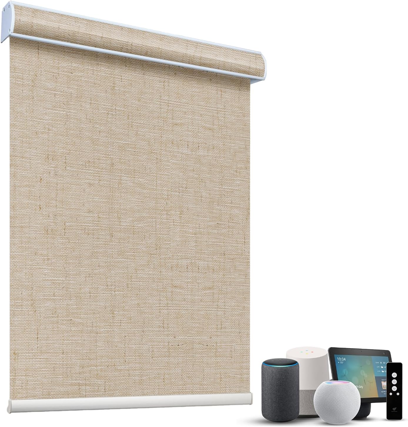 SmartWings Motorized Light Filtering Shades, 70% Blackout, Custom Size, Rechargeable Battery, Works with Matter/Apple HomeKit, Alexa, Thread/Zigbee, Remote Optional, 70% Linen Caramel
