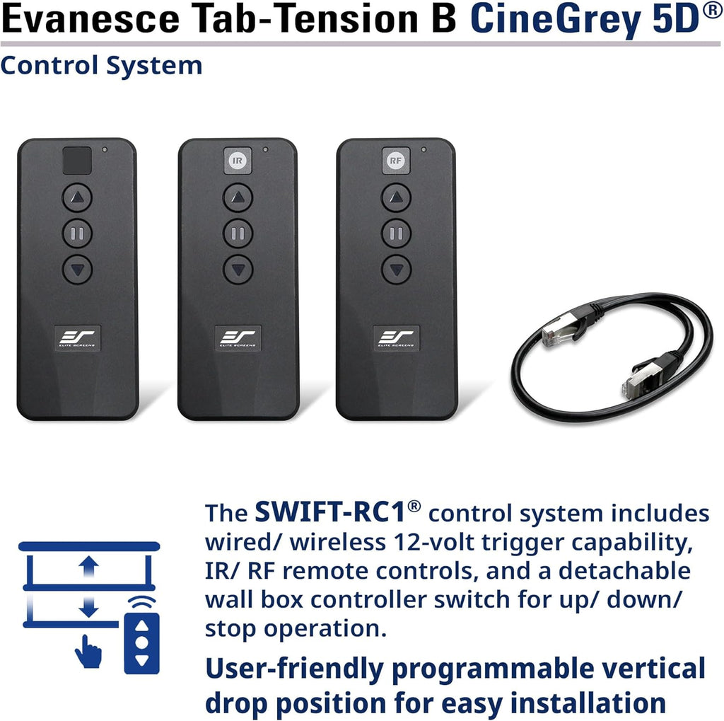 Elite Screens Evanesce Tab-Tension B CineGrey 5D, 106-inch 16:9, in Ceiling Concealed Electric Motorized Drop Down Projector Screen w Ambient Light Rejecting CG5D Projection Material, ETB106HD5-E16