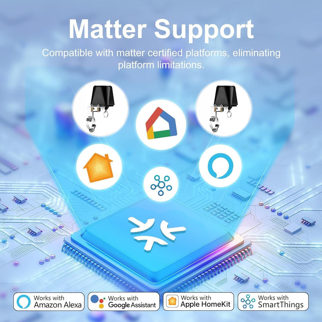 UseeLink Matter Water Valve, Smart Water Shut Off Valve, Automatic Valve Controller Timer,Compatible with Alexa,Apple Home, 2 Packs