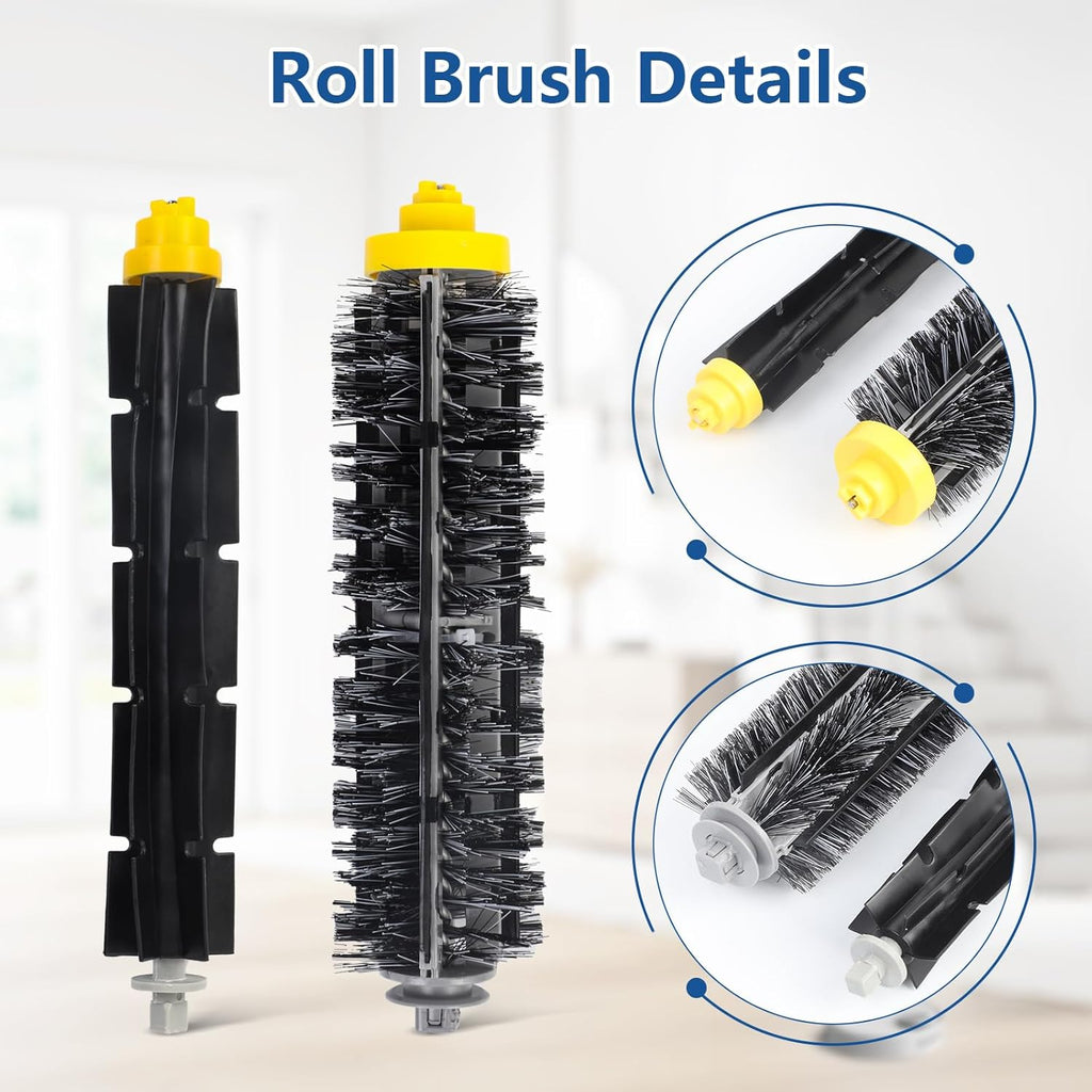 Replacement Parts for iRobot Roomba 600 Series 694 692 675 690 671 677 680 660 665 651 650 614 & 500 Series 595 585 564,1 Bristle and Flexible Beater Brush, 3 Filters, 8 Side Brushes