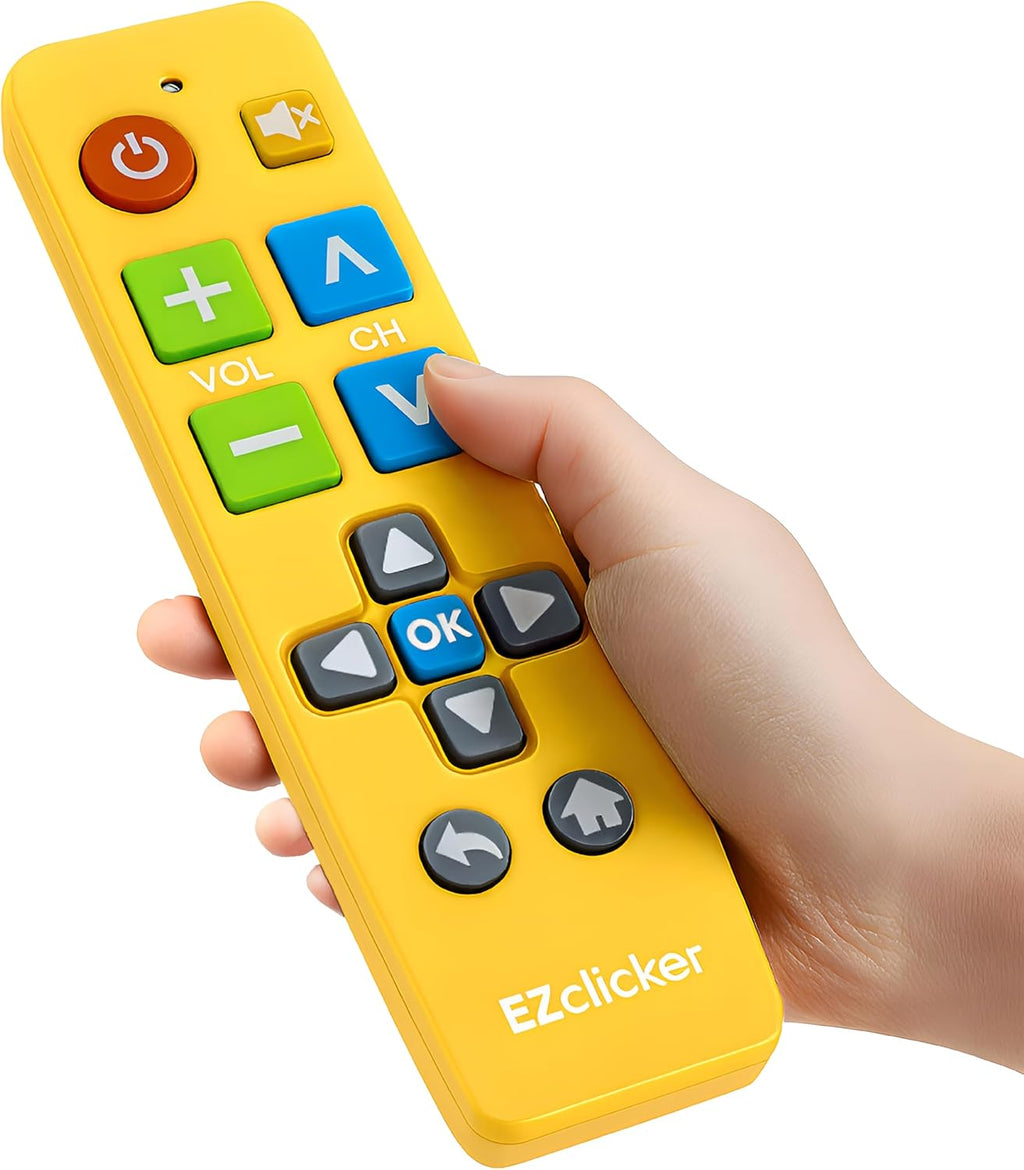 Plus Big Button Universal TV Remote (Yellow) Simple Easy to Use, Works with Major TV Brands (2xAAA Batteries Not Included)