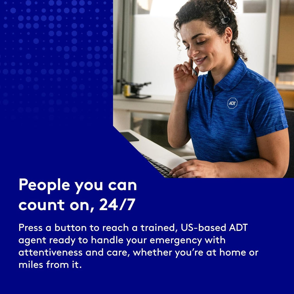 ADT - On-The-Go Mobile Medical Alert System for Seniors - GPS Capabilities, Included Waterproof Wearable Panic Button, 24/7 U.S. Based Monitoring (Black Wristband)