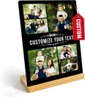 Custom Photo Prints - Metal Desktop Picture Frame with Photos & Name & Wooden Base Personalized Gifts for Family Friends Lovers and Pets, Optional Multiple Sizes