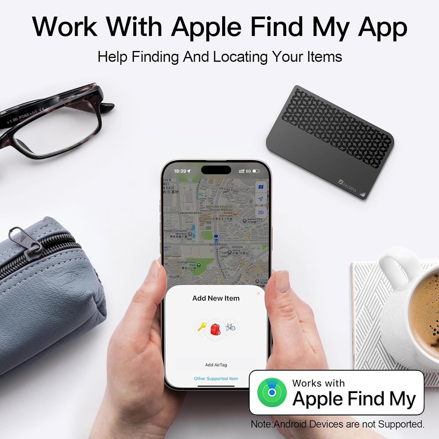 2025 [Apple MFi Certified] (iOS Only) Bluetooth Tracker Smart Card for Apple Find My iPhone Wallet GPS Tracker, 5-10 Years Staying Power, Keys Finder and Item Locator for Keys, Bags, Passport