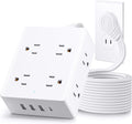2 Prong Flat Plug Power Strip, Olcorife 2 Prong to 3 Prong Outlet Adapter, 5 FT Flat Extension Cord with 8 Outlets 4 USB Ports(1 USB C), 2000J Surge Protector, US to Japan Plug Adapter