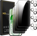 4 Pack Privacy Screen Protector for iPhone 15 6.1 Inch with 4 Pack Camera Lens Protector, Anti Spy Tempered Glass Film, Anti-Scratch, Touch Sensitive, Case Friendly