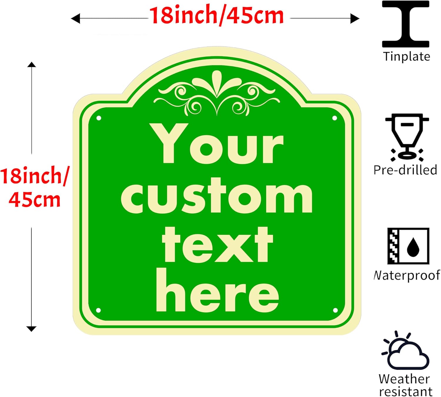 Aluminum Custom Street Sign, Personalized Sign, Modern/Customizable, Green, 18*18 Inch, Office, Property, Bedroom, Promotional, Exit, Bar, Instruction, Warning, Lawn, Garage, Parking