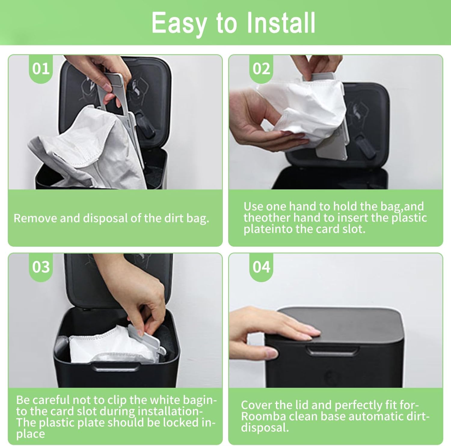 24 Pack Vacuum Bags Compatible with iRobot Roomba i7 i7+ i3 i3+ i8 i8+ j5+ i5+ i4 i4+ i1+ i6 i6+ j5+ j7 j7+ s9 s9 Plus Bags Automatic Dirt Disposal Bags