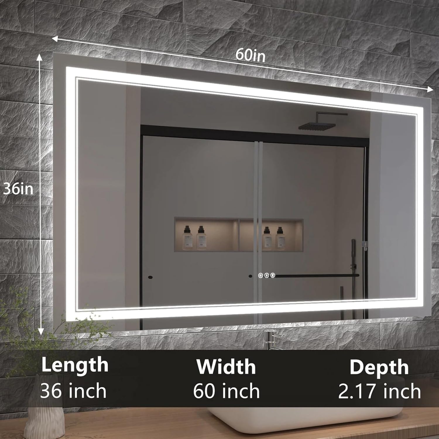 LED Bathroom Mirror with Lights, Wall Mirrors