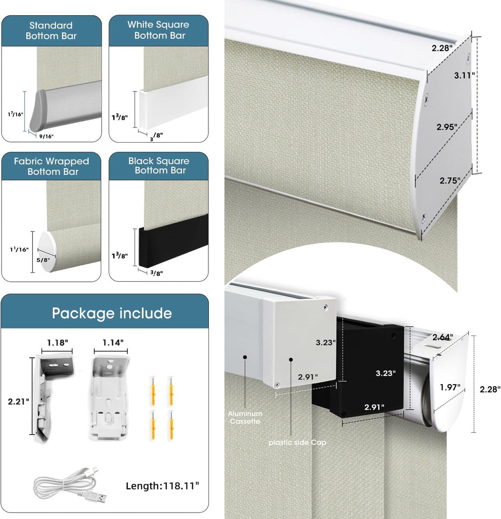 SmartWings Motorized 100% Blackout Shades Blinds, Custom Size, Cordless Window Shades with Rechargeable Battery, Work with Matter/Apple HomeKit, Alexa, Thread/Zigbee, Remote Optional, Vigor Cream