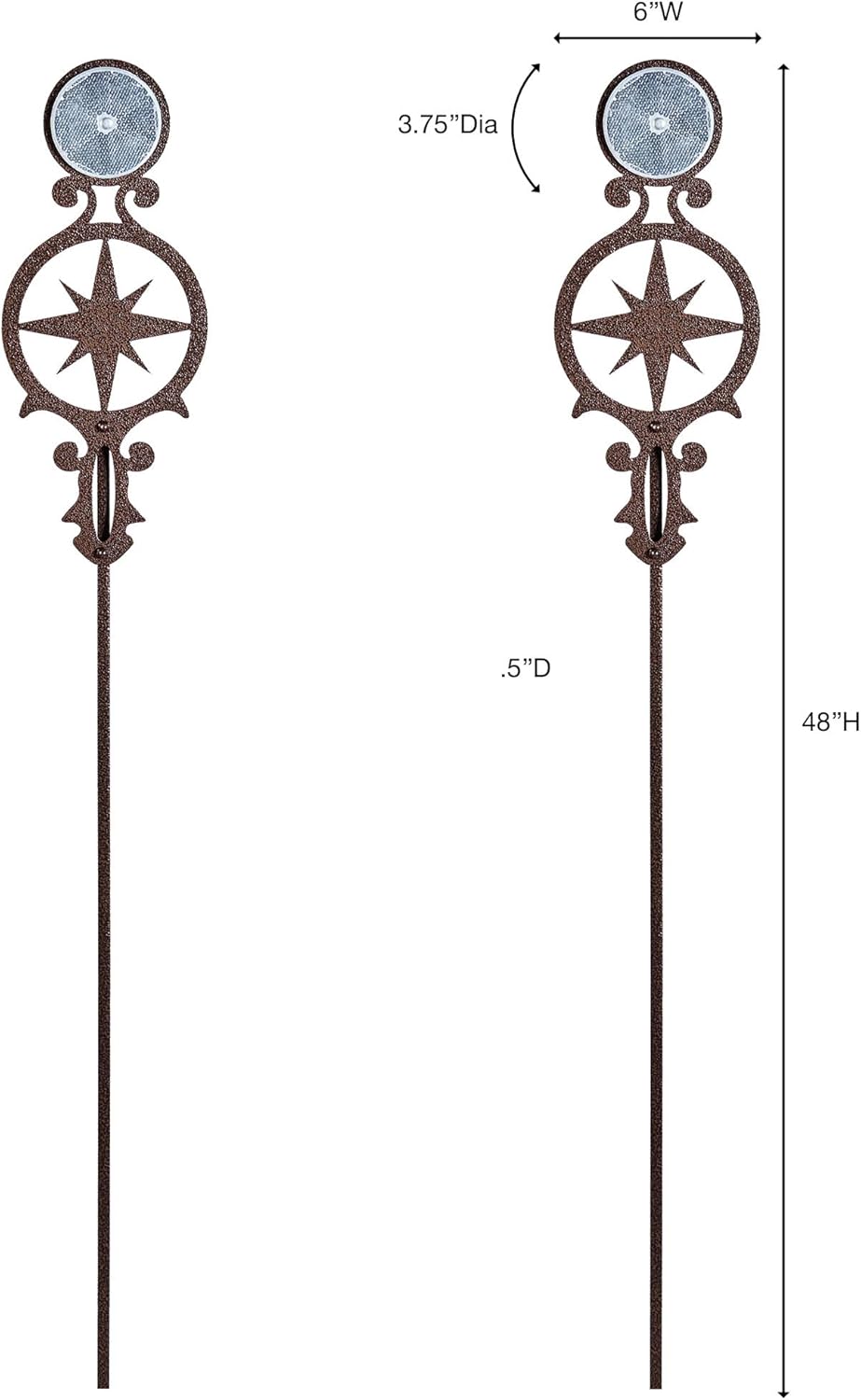 Touch of Class Pathways Reflective Driveway Marker Stake Set of Two for Outdoor Use | Compass Star Emblem Design | Personalized Tall Reflector Set of 2 | Weathered Bronze Durable Finish