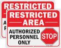 GicnKeuz Large Restricted Area Sign, 14x10 Inches Do Not Enter - Authorized Personnel Only Signs, Rust Free.40 Reflective Aluminum, Fade Resistant/Waterproof, 6 Pre-drilled Holes (2 Pack)
