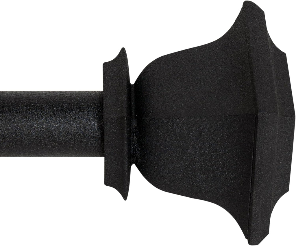 Deco Window Adjustable Curtain Rod for Windows 18 to 44 Inch (Pack of 1) Extendable Heavy Duty 1 Inch Iron Drapery Pole with Finials Wall Mounted French Door Curtain Rods (Black)