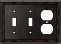 Henne Bery Sunken Pearls Heavy Duty Decorative Wall Plate Switch Plate Outlet Cover (Double Toggle/Single Duplex, Aged Bronze)