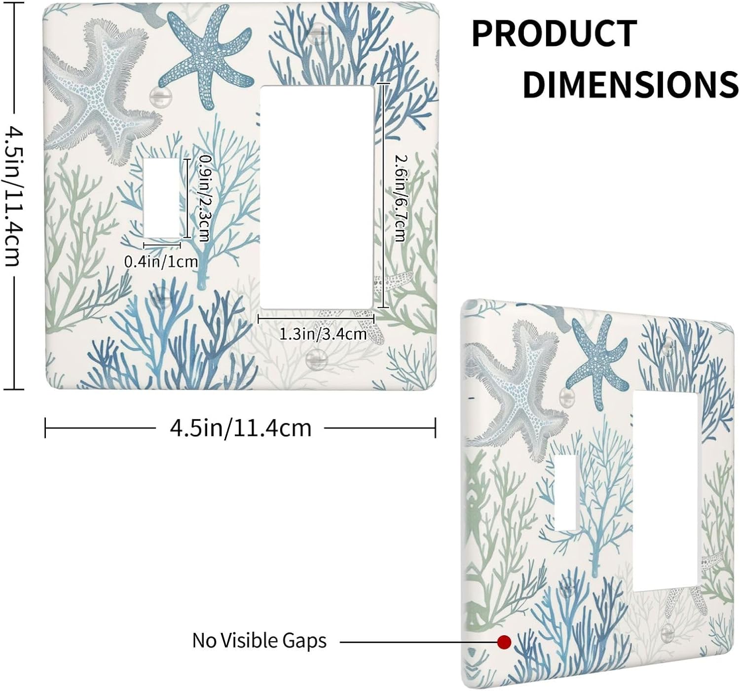 Outlet Covers Ocean Beach Theme Starfish Seashell Coral 1 Toggle 1 Rocker Combination Decorative Wall Plate Electrical Switch Plates Light Switch Cover Plate For Bathroom Kids Room Decor