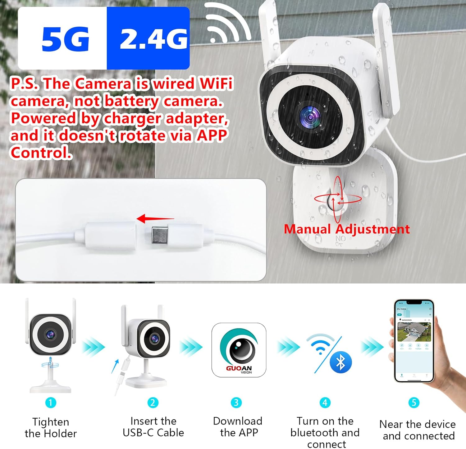5G Outdoor/Indoor Camera for Home Security, 2K Baby Monitor Cameras for Bedroom/Elder/Dog/Pet Security Camera,3X Zoom, IP66 Waterproof,Night Vision, Two-Way Talk, SD/Cloud-2Pack