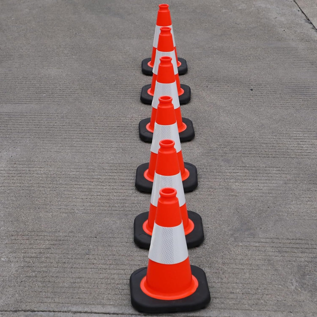 8 Pack 12 Inch Orange PVC Traffic Cones Black Base Stable Durable, Sport Training Soccer Practice Kids Safety Markers Indoor Outdoor Use (8, Orange, 12 Inch)