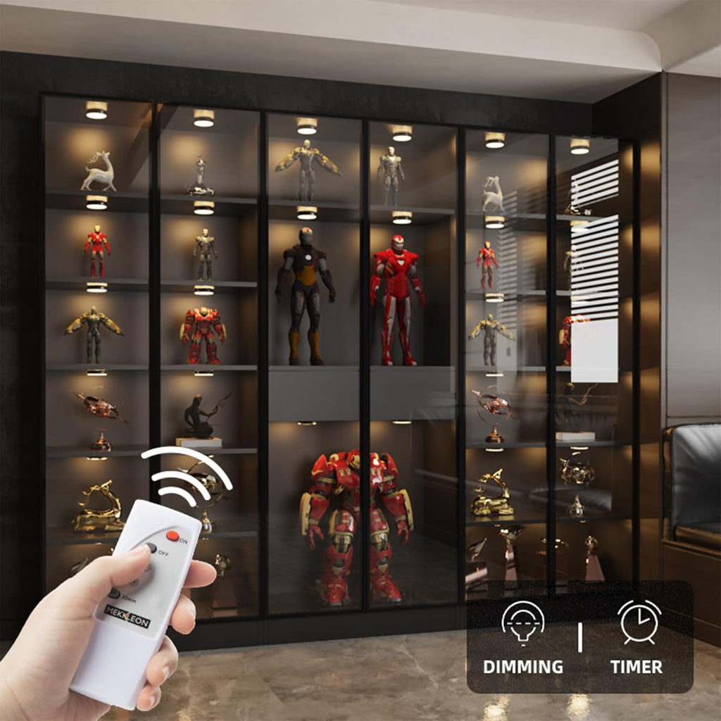Puck Lights with Remote Control, Under Cabinet Lighting with Magnetic and Cordless, 1200mAh Rechargeable Closet Lights Stick On Lights for Under Cabinet,Hallway, Stairway,Closet （Warm White,9pcs)