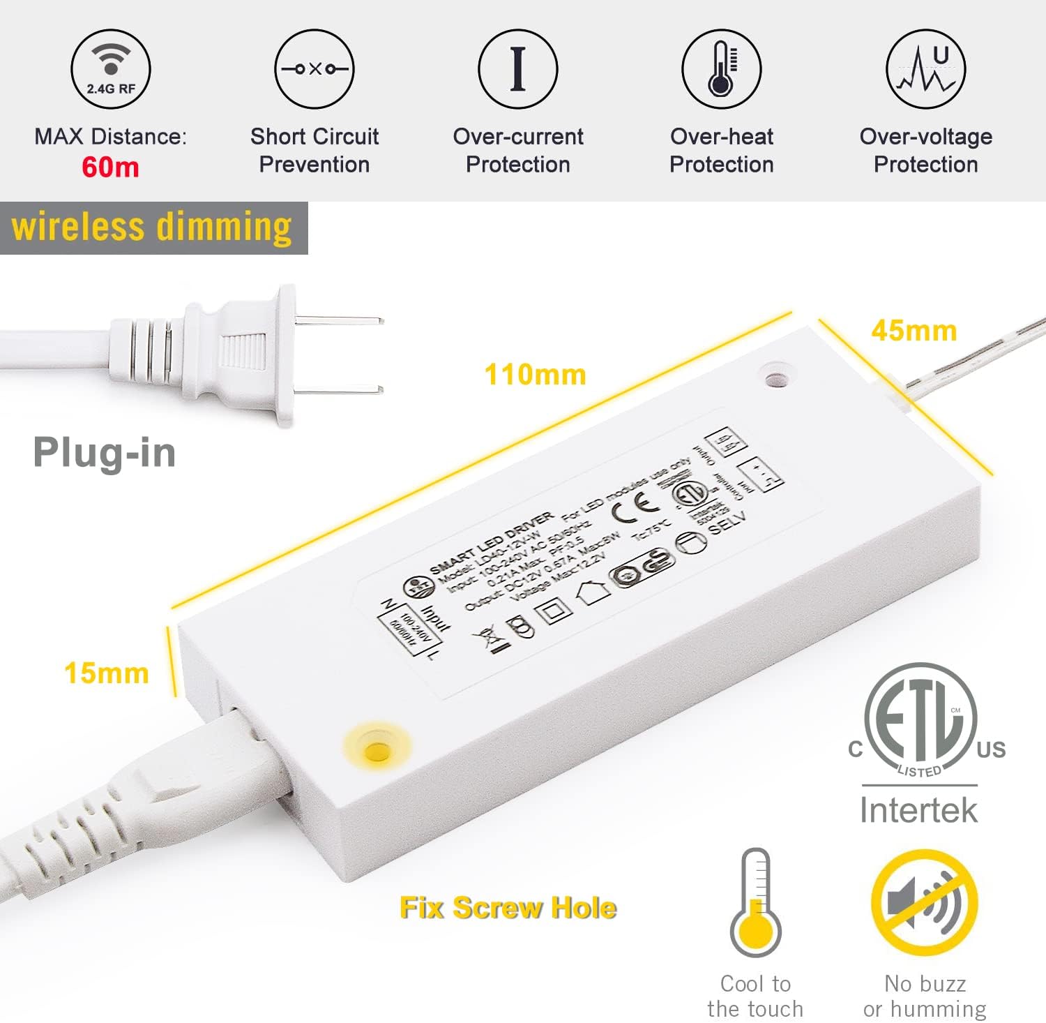 VST Under Cabinet Mini Panel Lighting 3PCS 3.94inch 12V 2.5W(Total 7.5W) with Wireless Dimmer Switch, Surface Mount Puck Light for Kitchen Van Truck Car Galley Downlight (Square Silver 4000K)