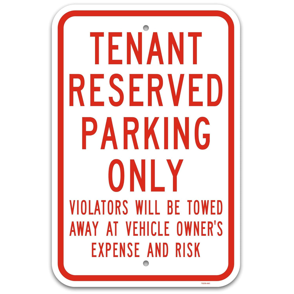 Brimar 12"x18" Tenant Reserved Parking Only Sign - Aluminum, Weatherproof, Highly Visible, Clear Designation for Reserved Parking Areas.