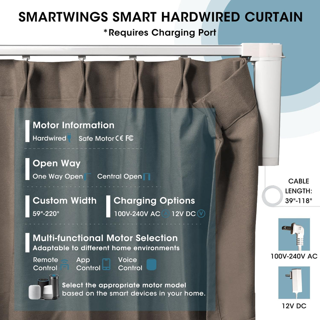 SmartWings Automatic Curtain Opener with Drapery, Motorized Vertical Blinds with Remote, Electric Closet Doors Sliding Panels Compatible with Alexa Google Homekit, 90% Blackout Coconut Brown