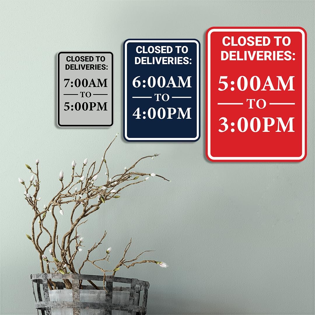 Portrait Round Closed To Deliveries: Custom Wall or Door Sign Easy Installation | Business and Office Decor | Customized Text