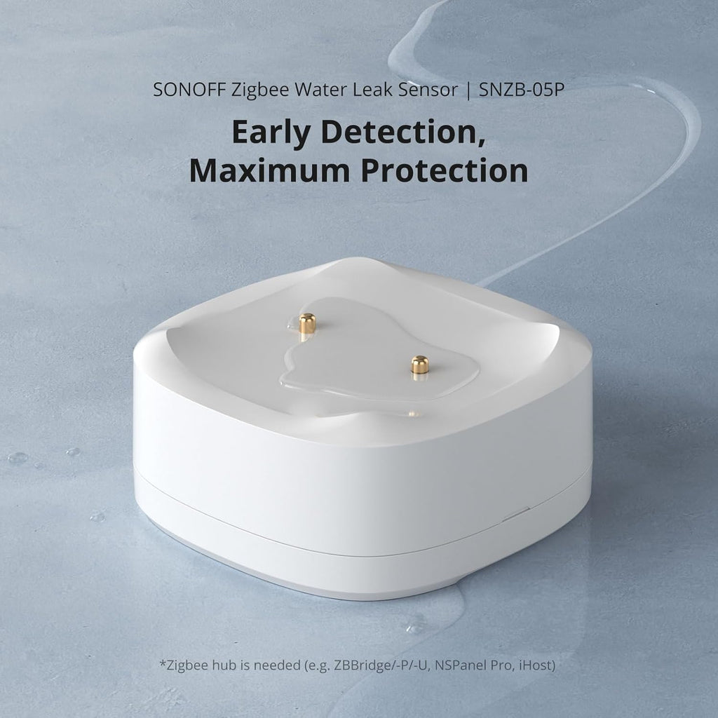 SONOFF SNZB-05P Zigbee Water Leak Sensor Without Detection Cable for Alarm System and Smart Home Automation, Wireless Mini Flood Detector for Kitchen Bathroom Basement 1Pack