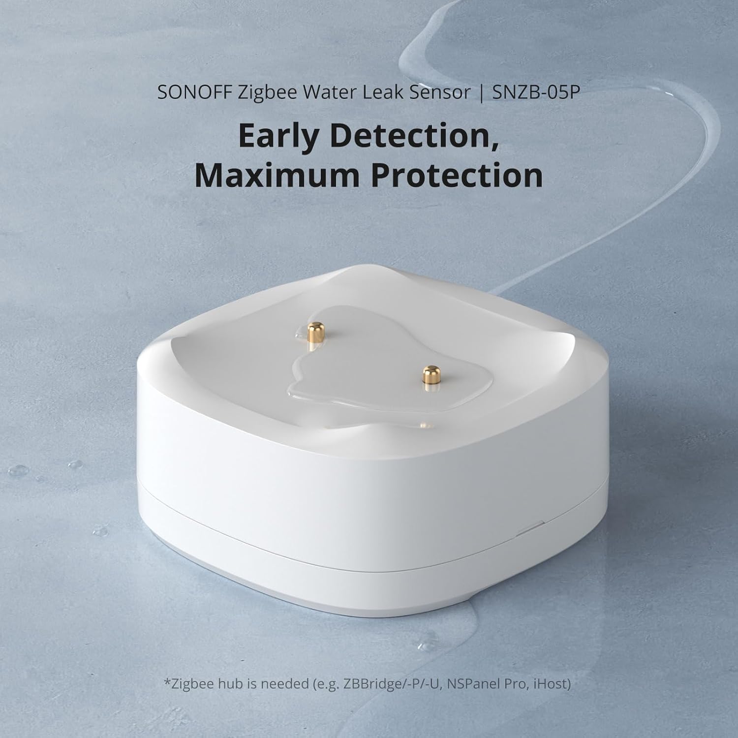 SONOFF SNZB-05P Zigbee Water Leak Sensor with Detection Cable for Alarm System and Smart Home Automation, Wireless Mini Flood Detector for Kitchen Bathroom Basement 2Pack