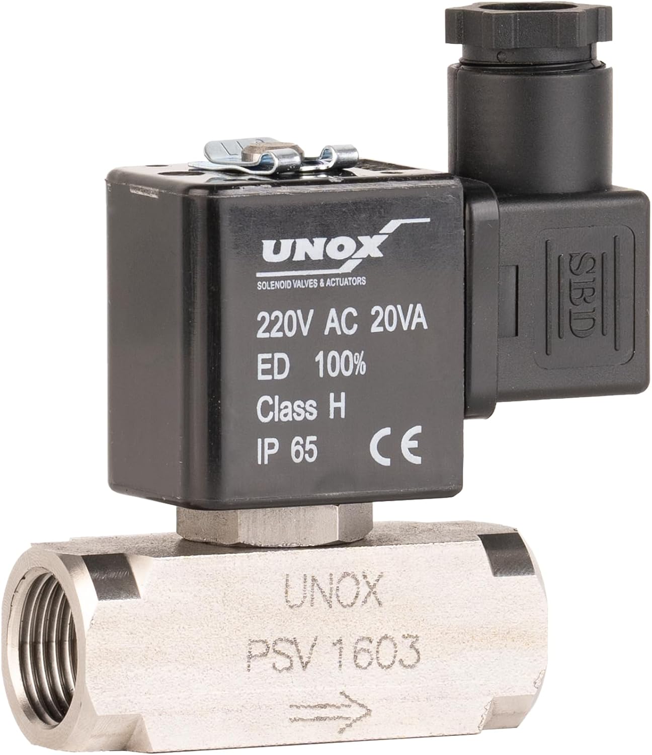 UNOX 1/4" NPT Electric Solenoid Valve 220V AC, Stainless Steel AISI316 Control Valve Normally Closed - 0-232 PSI Multi-Purpose Reliable Control Valve for Water, Air, and Gas - Solenoid Valves