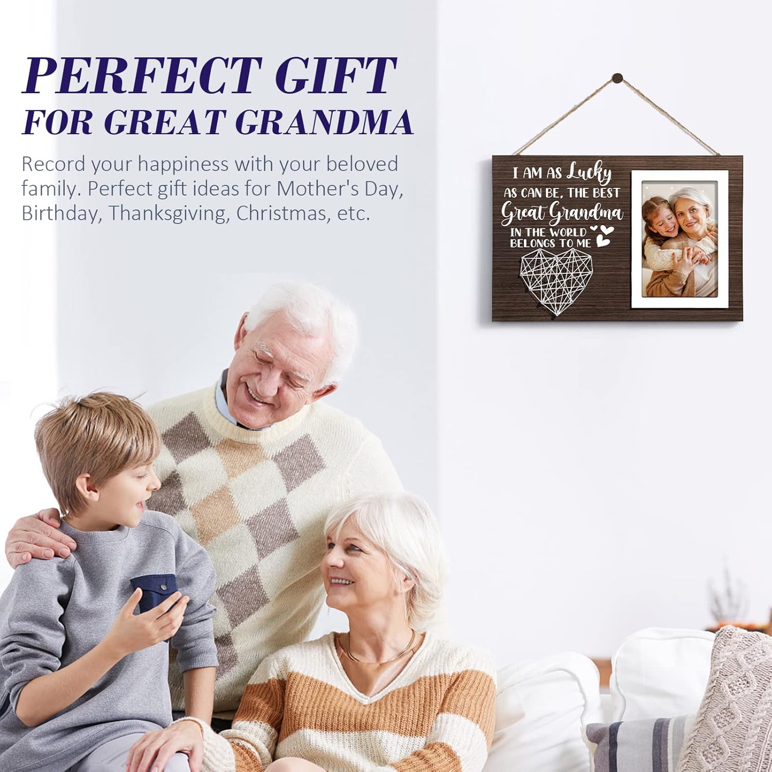 Great Grandma Christmas Gifts Picture Frame, Birthday Gifts for Great Grandma from Grandchildren, Best Great-Grandmother Gift Photo Frame Great-Grandmother Christmas Mothers Day Gift - 4x6 Photo