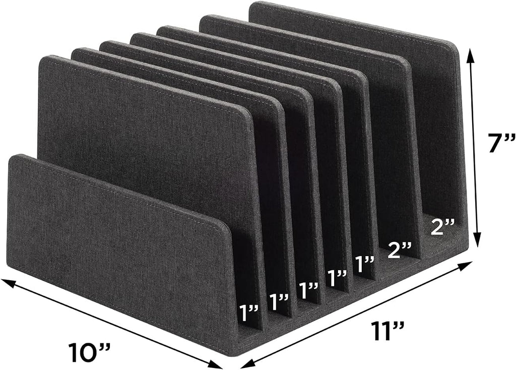 MobileVision Executive Dark Gray Device Organizer for Smartphones, Tablets and Laptops, 7 Slots with Extra Wide Slots for Laptops