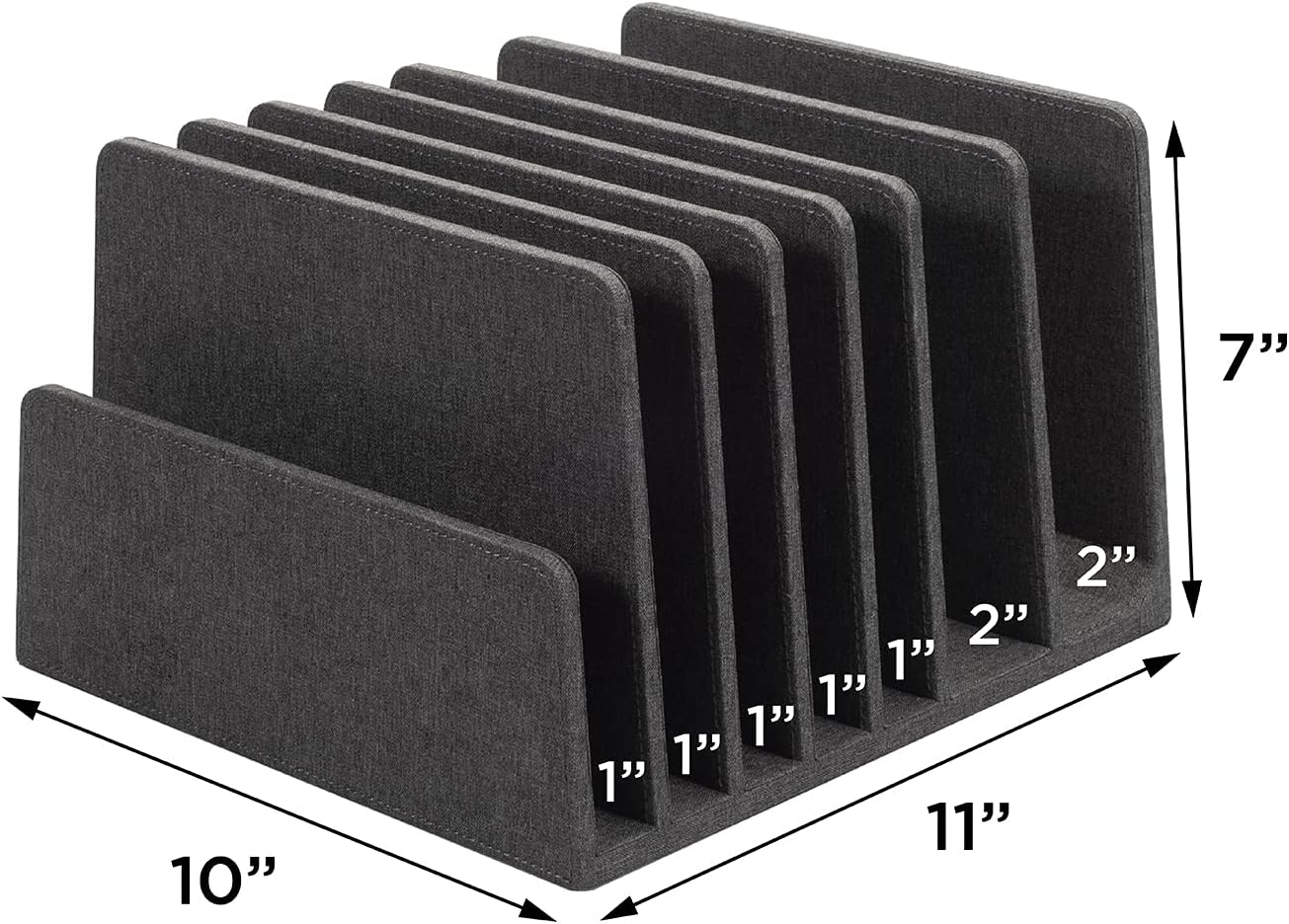 MobileVision Executive Dark Gray Device Organizer for Smartphones, Tablets and Laptops, 7 Slots with Extra Wide Slots for Laptops